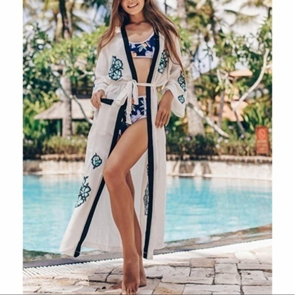 NEW Cotton Imperial Kimono with Embroidery (Coverup Robe)